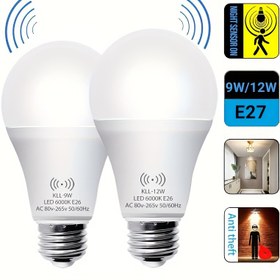 Resim 1 adet Kasotile Hareket Sensörlü Işık Ampulü, 9W/12W Otomatik Aktive Olarak Şafakdan Şafak Kadar Güvenlik LED Ampulü, E26 6000K Gündüz Işığı İç Mekan Aydınlatması için Garaj Veranda Merdiven Patio, 500-800 Lümen, Düz Montaj, Küresel Işık Ampulü, 85V-265V Çalışma Gerilimi, Pil Gerektirmez, LED Ampuller İç Mekan Aydınlatması için, Veranda Aydınlatması, Modern Aydınlatma, Dayanıklı Aydınlatma, İç Mekan Aydınlatma Çözümü, Çağdaş Aydınlatma, Enerji Verimli Aydınlatma, M lcd Ampulü, Otomatik Aydınla 