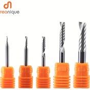 Resim Dreanique 1 adet Yüksek Kaliteli 3.175mm 4mm 6mm 6.35mm 8mm Shank Tek Flüt Katı Karbür Spiral Sonlu Freze CNC 3D Oyma Alüminyum Freze Kesme Endmill Uçları Ahşap İşleme Akrilik ACM PVC MDF Kesme Uçları Yükseltilmiş Kesme Router Uçları Ahşap İşleme Araçları 