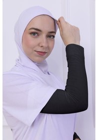 Resim Loggia Likralı Penye Kolluk Antrasit - Pratik Kadın Tesettür Düz Namaz Kolluğu 1 Çift 40cm Viskon Hijab Antrasit 
