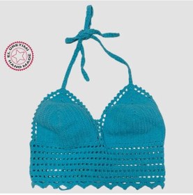 Resim Uretti - Aslı 5776 - El Yapımı Turkuaz Crop Top 