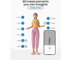 Resim Lidyahan Store Yükseltilmiş Vücut Ölçü Bandı - Kilo Kaybı, Kas Kazancı ve Fitness Ilerlemesini Izlemek Için Geliştirilmiş Alet, Hassas Hem Inç Hem De Santimetre Cinsinden Dijital Akıllı Geri Çekilebilir Bant 