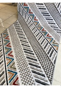 Resim Kabartmalı Halı Dokusunda Jel Kaymaz Taban Yıkanabilir Kesme Yolluk Üst Kalite Bohem Kilim Desen Renkli 