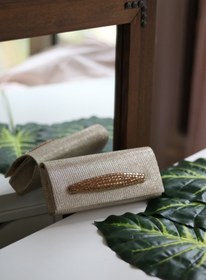 Resim Moom Bag Kadın Simli Gold Taş Tutma Detaylı Abiye Çanta 