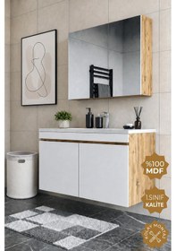 Resim Teta Home Tokyo 100 Cm Mdf Banyo Dolabı Seti Atlantik Çam - Beyaz 
