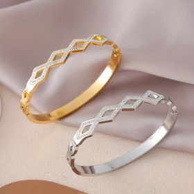 Resim Parlak Taşlı Şık Paslanmaz Çelik Bilezik - Boş Prizma Tasarımı, Hediye ve Tatiller İçin Mükemmel 