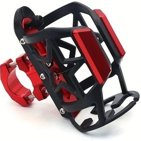 Resim Dashanshop Kırmızı Alüminyum Motosiklet Bardak Tutucu - Ayarlanabilir, Dayanıklı Siyah Kırmızı Tasarım 