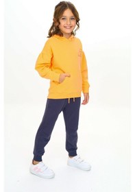 Resim Toontoy Kids Toontoy Kız Çocuk Kapüşonlu Göğsü Yazı Baskılı Eşofman Takım Turuncu 