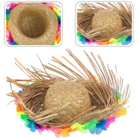 Resim Natural Renkli Püsküllü Örme Hasır Hawaii Şapka 