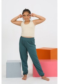 Resim Akbeniz Kız Çocuk Sıfır Kol Ten Rengi Penye Pijama Takım 20433 Bej Melanj 