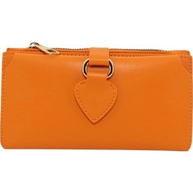 Resim Özka Leather - Kişiye Özel Telefon Bölmeli Trend Kadın Cüzdan Turuncu 