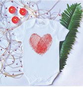 Resim LoveStore Unisex Bebek Baskılı Kalp Parmak Izi Love %100 Pamuklu Çıtçıtlı Body Zıbın + Hediyeli 