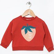 Resim Mammaramma Kiremit Kız Bebek Bisiklet Yaka Düşük Omuz Oversize Baskılı Sweatshirt 22FWG-13 