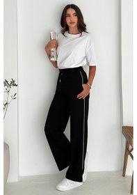 Resim Noa & Noa Kadın Lastikli Bel Bağcıklı Bol Paça Pantolon Rahat & Minimal Stil Siyah 