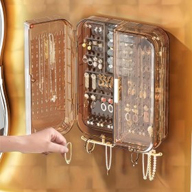 Resim 1'li Paket Şeffaf Takı Organizatörü - Asma Montajlı, Matkap Gerektirmez, Kolye, Küpe, Yüzük ve Makyaj İçin Berrak Kapılı Dolap - Yer Tasarrufu Sağlayan Banyo, Yatak Odası, Giyinme Odası Depolama - Dayanıklı Plastik Yapı, Minimalist Tasarım, Kolay Kurulum, Duvara Monte Kutu, Gençler için Dekoratif Küpeler Rafı 