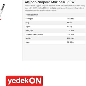 Resim Specco Alçıpan Duvar Zımparası 850w 225mm Sp2550 