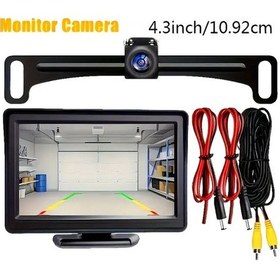 Resim Xuweiwei Chıcoque Hd Gece Görüşlü 4.3 İnç Monitör 1 Set Bracket 4 Geniş Açılı Araç Kamera Kiti Sedan Suv Van İçin 
