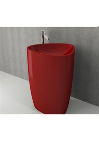 Resim Bocchi Etna Monoblok Yerden Lavabo Parlak Kırmızı 1075-019-0125 