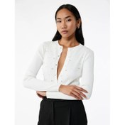 Resim Koton Düğmeli Bisiklet Yaka Taşlı Kadın Triko Hırka 6WAK90305HT (6WAK90305HT) 