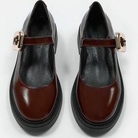 Resim Ghisa Bordo Rugan Hakiki Deri Altın Tokalı Loafer Bordo 