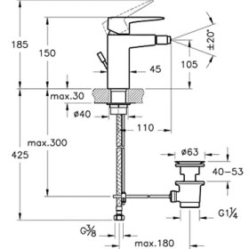 Resim Root Square A42736 Bide Bataryası,sifon Kumandalı, Krom 