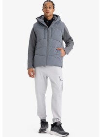 Resim Defacto Defactofit Su İtici Regular Fit Kapüşonlu Fermuarlı Su Geçirmez Mont C6053ax25wngr311 Gri 