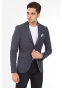 Resim Sposo 5134 Dar Kalıp Örme Kumaş Lacivert Erkek Blazer Ceket Lacivert 