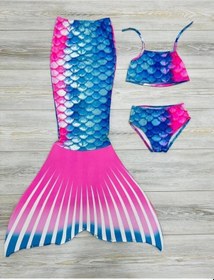 Resim My Kids Wear Parlak Renkli Deniz Kızı Mayo Kostümü 3'lü Set Renkli 