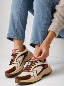 Resim Derimod Studio Kadın Bej Bağcıklı Kalın Tabanlı Sneaker - Bej / 