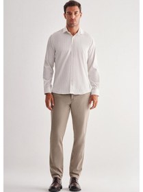 Resim İmza Beyaz Yarım İtalyan Yaka Uzun Kol Cepsiz Slim Fit Cls Gömlek 1004255174 Optik Beyaz 