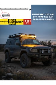 Resim KAPOTO 120cm Off Road Led Projektör Çakar Işık Sarı-Sarı 9V 30V Araç Üstü Led Bar 