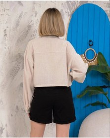 Resim Kemer Cepli Keten Crop Gömlek Krem S255350 Krem 