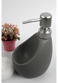 Resim Stonware Sıvı Sabunluk Gri Süngerlik Bölmeli 500ml 