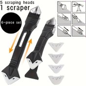 Resim Silikon Dolgu Aracı 5-in-1 Silikon Temizleyici Çok Fonksiyonlu Aracı Cam Karıştırma Bitirme Aracı Dolgu Temizleyici Aracı Derz Temizleme Aracı Lavabo Sıçrama Koruyucu Silikon Temizleyici Seti Banyo Mutfak Zemin Pencere Lavabo Yapıştırıcı Çerçeve Silikon Temizleyici Mühürleme Düz Temizleme Aracı Seti, 6 Adet Çok Fonksiyonlu Kürek Seti 