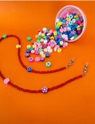 Resim İsabella Accessories Renkli Boncuklu Çiçekli Çocuk Boncuk Güneş Gözlük Ve Maske Askısı 50 Cm Kırmızı 