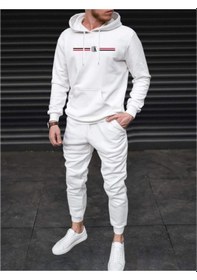 Resim Startmore Adrift Unisex Kadın/erkek Beyaz Ok Baskılı Oversize Kapüşonlu Sweatshirt Beyaz 