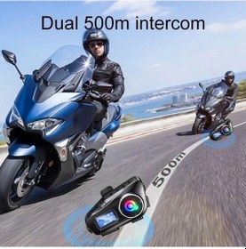 Resim Q58-max Motosiklet Kask İnterkom Bluetooth Kulaklık: Lcd Ekran, 2 Binici, Müzik Sert, 1pc 