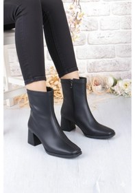 Resim Fort 1195 Uraz Rahat 6 Cm Kalın Topuk Yüksekliği Kut Burun Kadın Bot Siyah 