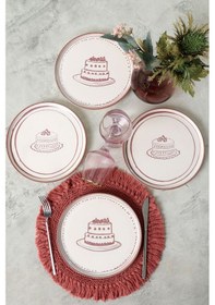 Resim Keramika Pink Cake Nordic Pasta Tabağı 22 Cm 4 Adet 22965-66 Çok Renkli 