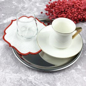 Resim Weare2 Kırmızı ve Beyaz Renkli Nakışlı 2'li Kokteyl Peçetesi 