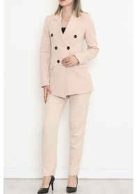 Resim Düğmeli Blazer Ceket Açıkvizon - 354.1247. Çok Renkli 