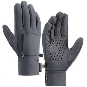 Resim Diğer Erkek Kış Eldiveni, Su Geçirmez Dokunmatik Cep Gri Küçük Boy Gri 