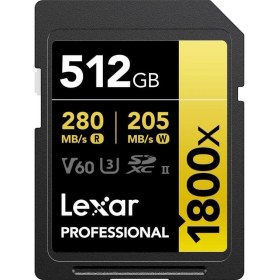 Resim Lexar 512GB UHS-II SDXC Hafıza Kartı 1800X 4K Video Desteği 