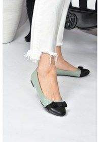 Resim Fox Shoes Yeşil/Siyah Kadın Babet D726019509 Yeşil - Siyah 