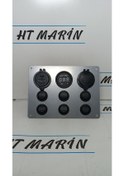 Resim Switch Panel 6Li Usb, Çakmaklık, Voltmetre, Mavi Işıklı-Sigortalı Krom Görünüm Krom - Mavi 