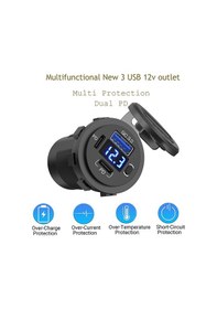 Resim Mellifera Bir Usb Type-a Ve Bir Usb Type-c Şarj Cihazı Voltmetreli - On-off Anahtarlı - Mavi Işıklı 