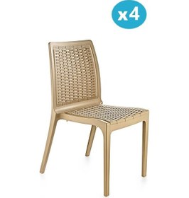 Resim Omnipazar Sy-2523 Rattan Bahçe Sandalye 4'lü Set Bej Bej 