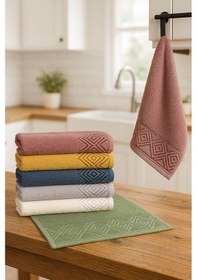 Resim 6'lı Mutfak Havlusu Seti 30x50 Cm %100 Pamuklu Kare Çok Renkli 