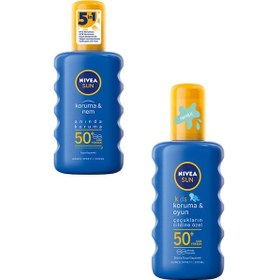 Resim Nivea Sun SPF50+ Nemlendirici Güneş Spreyi 200 ML + Nivea Sun SPF50+ Kids Oyun Hassas Spreyi 200 ML 