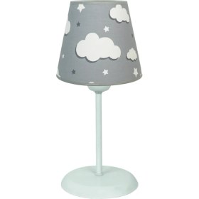 Resim Şenay Aydınlatma Çocuk Odası Konik Kumaş Abajur-Gri Bulut 