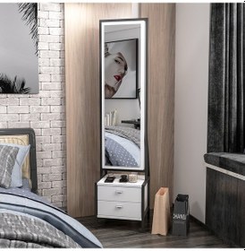 Resim Minar Elegante Aynalı Hareketli Çekmeceli Takı Dolabı Beyaz 